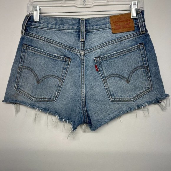 Levi's White Cone Oak Denim Cutoff Shorts Distressed Women's 27 High Rise - Picture 2 of 7